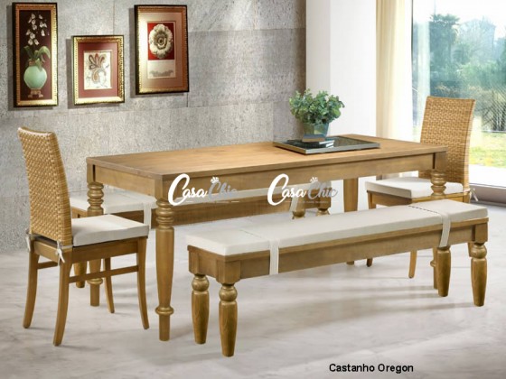 Conjunto Mesa de Jantar Viena Portugal com 02 Cadeiras e 02 Bancos 1.60 x 0.90 Retangular